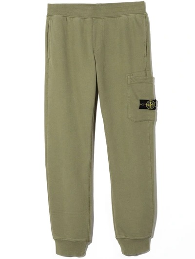 Stone Island Kids' Logo-patch Track Trousers In Green