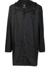 Rains Press-stud Hooded Raincoat In Black