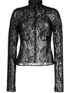 TOM FORD SHEER LACE HIGH-NECK TOP