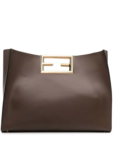 Fendi Brown Way Large Leather Tote Bag