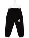 OFF-WHITE WHITE AND BLACK ROUNDED KIDS JOGGERS,OBCH001F21FLE001 1001