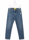 OFF-WHITE BLUE SLIM FIT KIDS JEANS WITH LOGO AND DIAGONALS,OBYA002F21DEN002 4501
