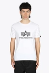 Alpha Industries Basic T-shirt White Cotton T-shirt With Front Logo Print In Bianco