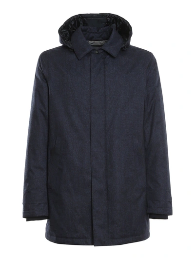 Herno Laminar Trench Wool In Blue