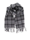 Barbour Tartan Check-pattern Fringed Scarf In Black Grey Tartan
