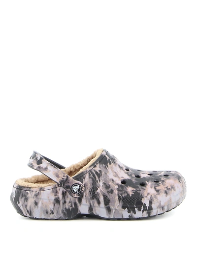 Crocs Classic Lined Bleach Dye Clog In Black