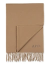 Apc Logo-embroidered Virgin Wool Scarf In Camel