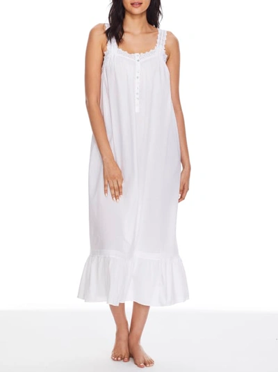 Eileen West Sleeveless Woven Cotton Lawn Nightgown In White