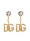 Dolce & Gabbana Logo Earrings With Crystal And Rhinestone Embellishments In Gold