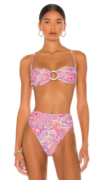 House Of Harlow 1960 X Sofia Richie Isra Top In Pink 60s Swirl