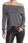 Go Couture Popover Off-the-shoulder Sweater In Charcoal
