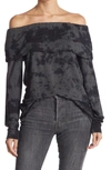 Go Couture Popover Off-the-shoulder Sweater In Black Dye 2