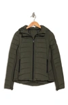 Bernardo Hooded Quilted Water Repellent Jacket In Fig Leaf