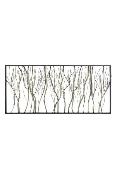 Willow Row Silvertone Metal Distressed Dimensional Branch Tree Wall Decor With Black Frame In Green
