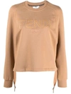Fendi Logo-embroidered Sweatshirt In Beige