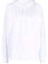 Msgm Metallic-logo Cotton Hoodie In Weiss