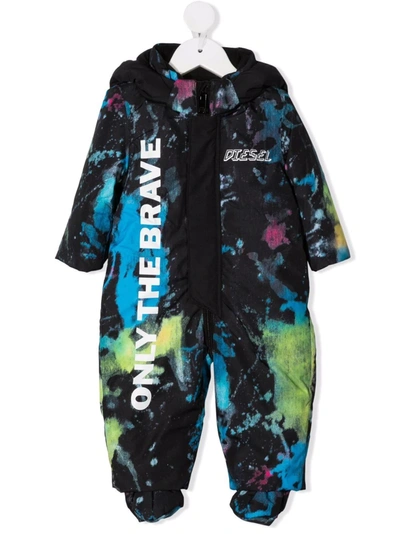 Diesel Babies' Noffelb-ski Tie-dye Snowsuit In Black