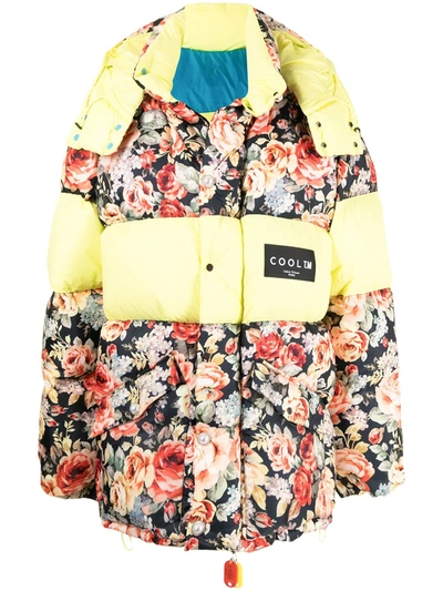 Cool Tm Floral Print Puffer Jacket In Yellow