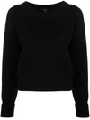 Joseph Round-neck Cardigan-stitch Knitted Jumper In Schwarz