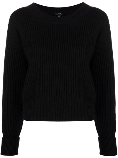 Joseph Round-neck Cardigan-stitch Knitted Jumper In Black