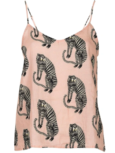 Desmond & Dempsey Tiger Print Cami Pyjama Top In Pink