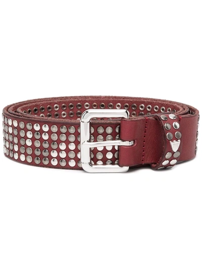 Htc Los Angeles Studded Leather Belt In Rot