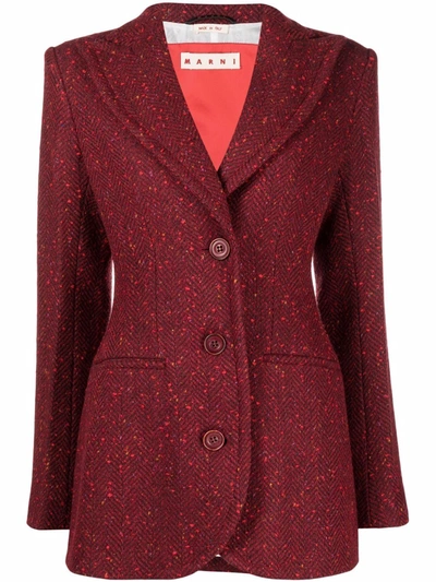 Marni Speckled Single-breasted Blazer In Rot