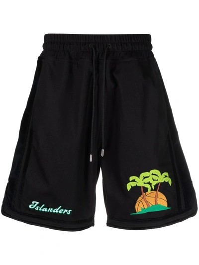 Just Don Island Print Shorts In Nero