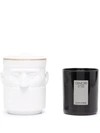 Ginori 1735 Lcdc Black Stone Scented Candle W/ Lid In Weiss