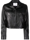 Courrèges Cropped Lambskin Jacket In Schwarz