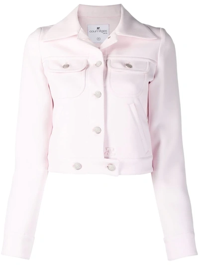 Courrèges Notched-collar Cropped Jacket In Rosa