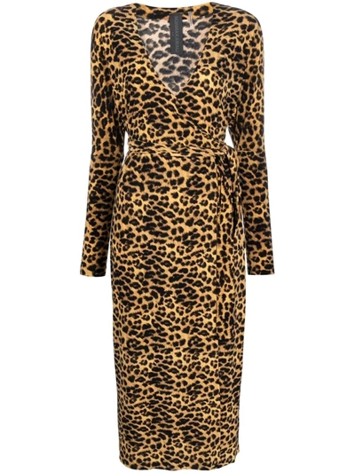 Norma Kamali Leopard-print Midi Dress In Nude