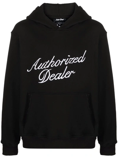 Just Don Authorized Dealer Slogan-print Cotton Hoodie In Black