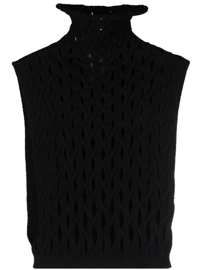 Valentino Lattice-knit Roll-neck Vest In Schwarz