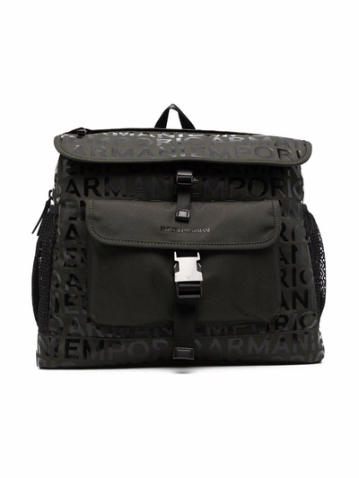 Emporio Armani Logo Lettering Backpack In Grün