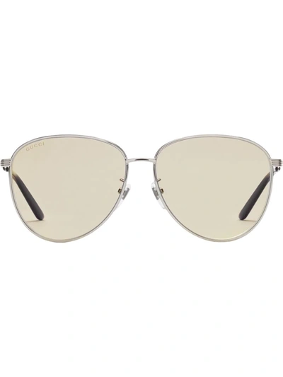 Gucci Round-frame Pilot Sunglasses In Brown
