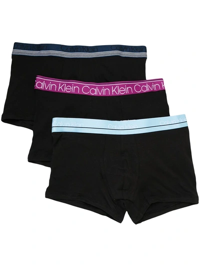 Calvin Klein Logo-waistband Trunks Set Of 3 In Black