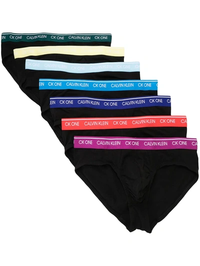 Calvin Klein Set Of 7 Logo-waistband Briefs In Black