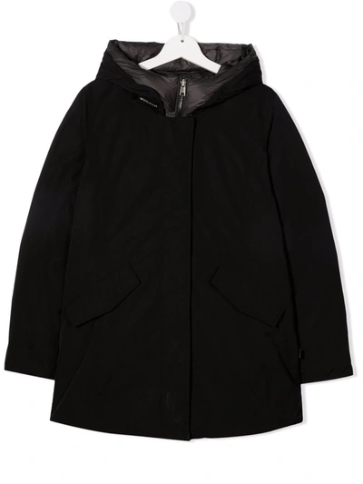 Woolrich Teen Reversible Padded Coat In Black
