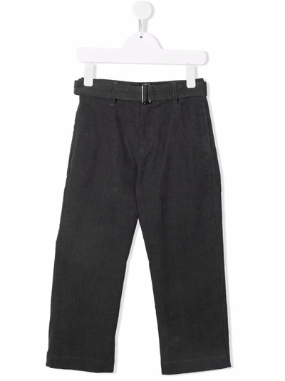 N°21 Kids' Belted Straight-legged Trousers In Green