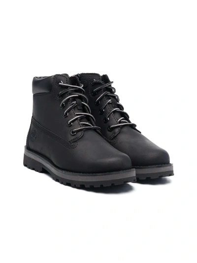 Timberland Kids' Lace-up Side-zip Ankle Boots In Black