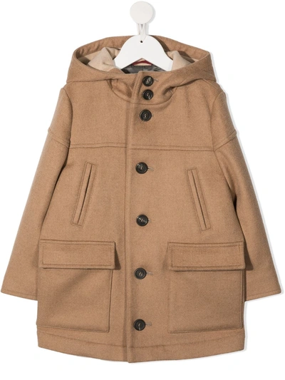 Brunello Cucinelli Kids' Hooded Duffle Coat In Neutrals
