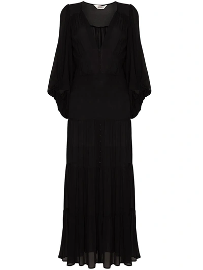 Sleeping With Jacques Sofia Silk Maxi Dress In Black