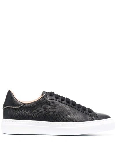Fabiana Filippi Pebbled-texture Lace-up Trainers In Black