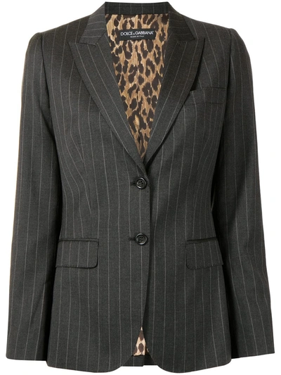 Dolce & Gabbana Pinstripe Slim-cut Buttoned Blazer In Black