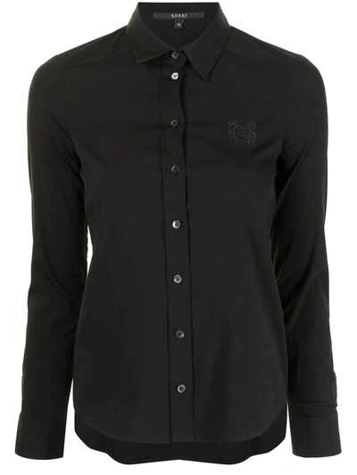 Gucci Embroidered Logo Shirt In Black