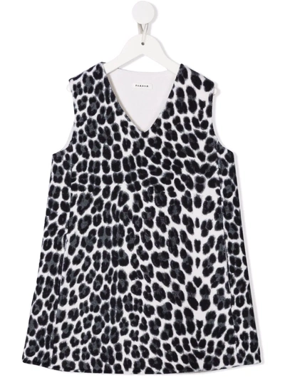 P.a.r.o.s.h. Kids' Leopard-print V-neck Dress In Ivory