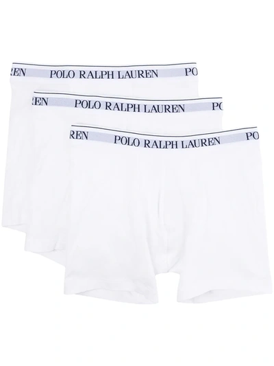 Polo Ralph Lauren Logo Waistband Boxer Briefs (set Of Three) In White