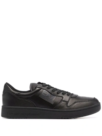 Ea7 New Millennium Leather Sneakers In Black