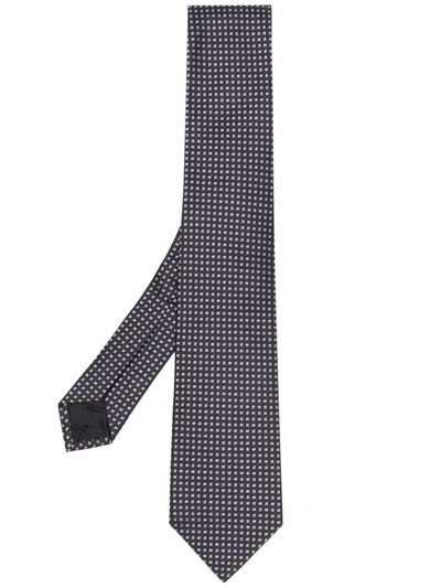 Hugo Boss Patterned Pointed Tie In Black